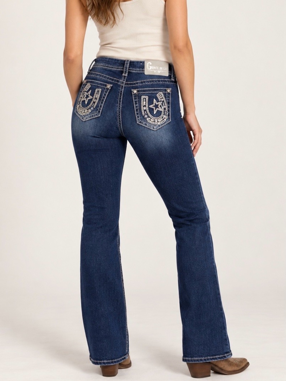 Grace in LA 11 (W30) Horseshoe Embroidered Bootcut Women’s Jeans